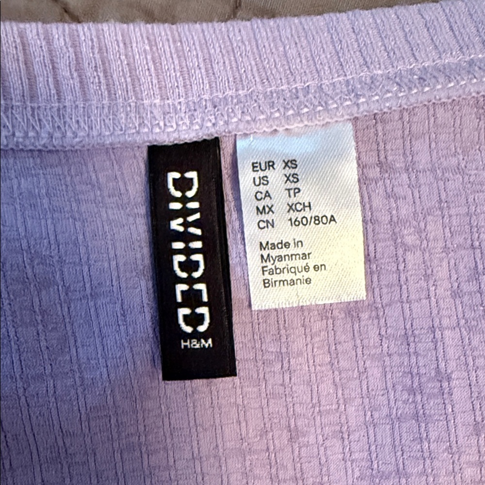 H&M Light Purple Ribbed Crop Top - Picture 3 of 3